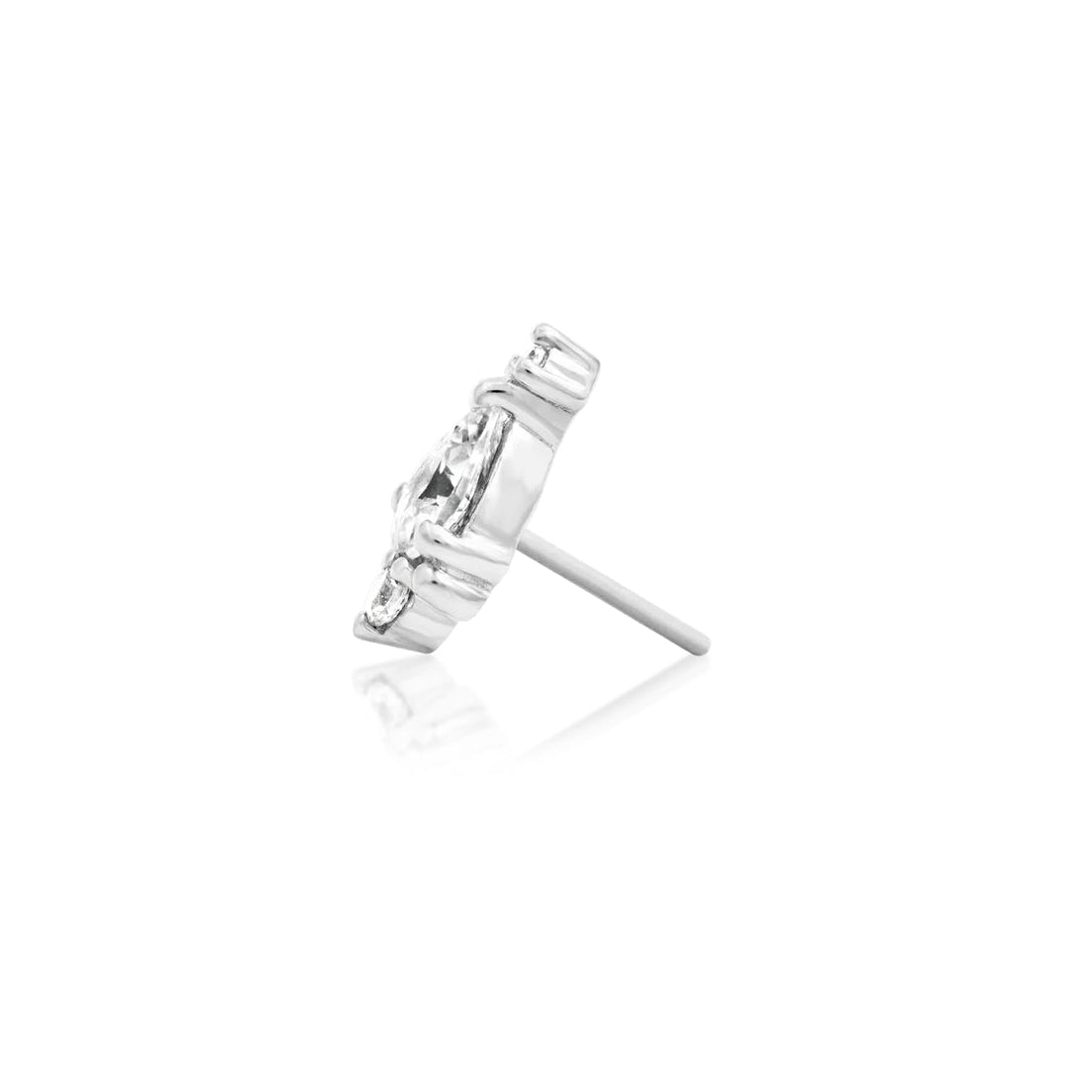 Side profile of Junipurr Jewellery Amelia threadless end in white gold
