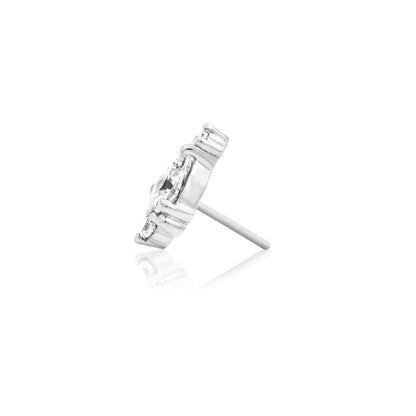 Side profile of Junipurr Jewellery Amelia threadless end in white gold
