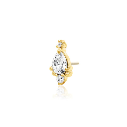 Side profile of Junipurr Jewellery Amelia threadless end in 14k yellow gold
