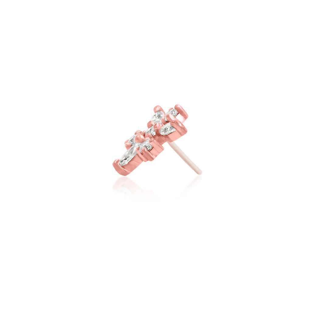 Side profile of Junipurr Jewellery Anna snowflake end in rose gold
