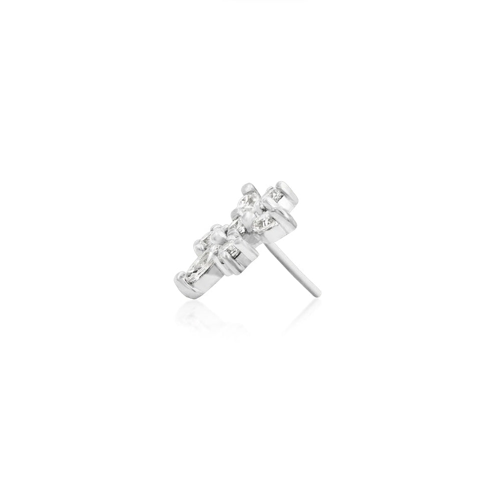 Side profile of Junipurr Jewellery Anna snowflake end in white gold
