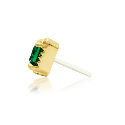 Full side profile of Junipurr Jewellery Arden threadless end designed for comfortable cartilage jewellery wear