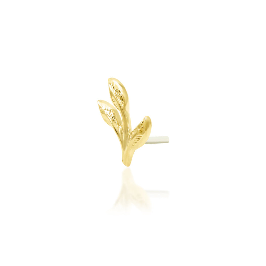 Angled view of Junipurr Jewellery Ashe gold threadless decorative end in yellow gold