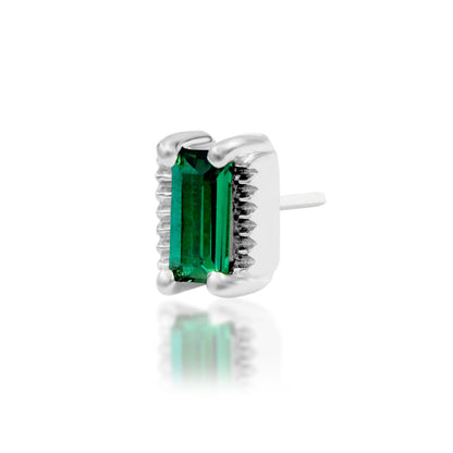 Angled perspective of Junipurr Jewellery Avri threadless end highlighting gemstone placement