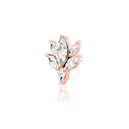 Angled view of Junipurr Jewellery Bethany rose gold threadless decorative end
