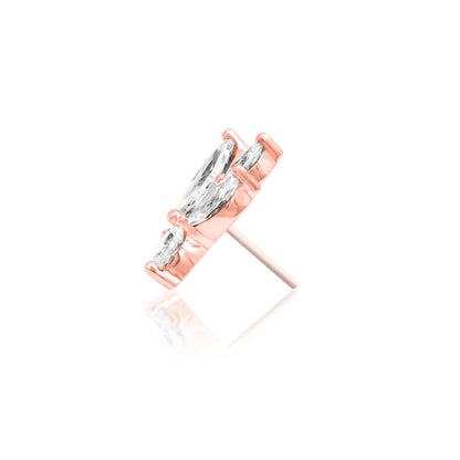 Side profile of Junipurr Jewellery Bethany threadless end in rose gold
