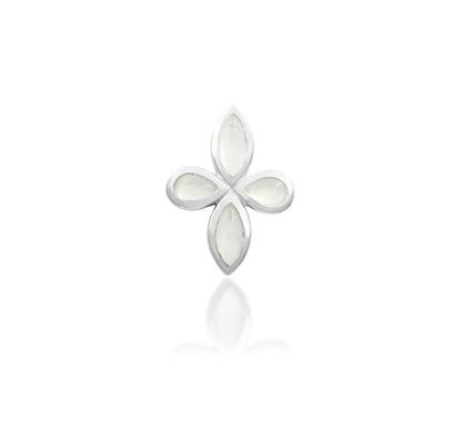 Front view of Junipurr Jewellery Betty moonstone threadless end in white gold suitable for curated ear conch styling
