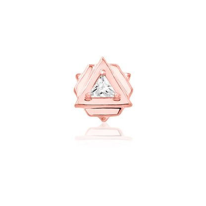 Front view of Junipurr Jewellery Carrie threadless end in 14k rose gold with cubic zirconia