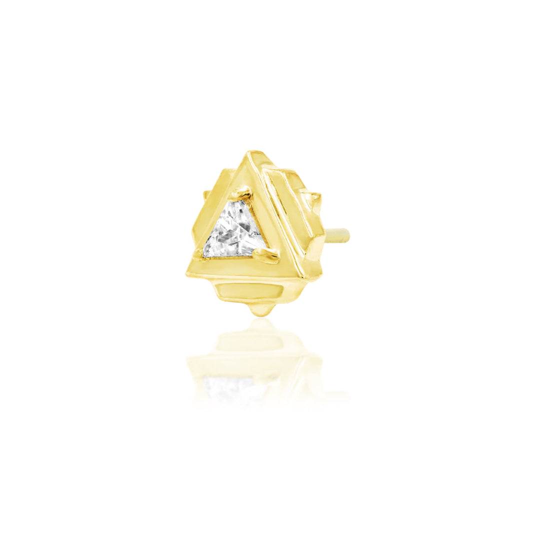 Angled view of Junipurr Jewellery Carrie gold CZ threadless decorative end