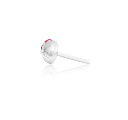 full side profile of junipurr jewellery chill pill white gold decorative end designed for cartilage piercings

