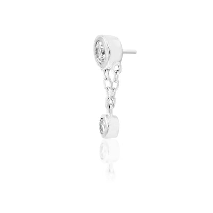 Angled view of Junipurr Jewellery Cora white gold decorative end suitable for helix or conch styling