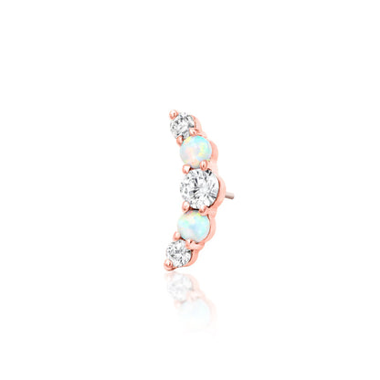 Angled view of Junipurr Jewellery Dani rose gold elongated decorative end

