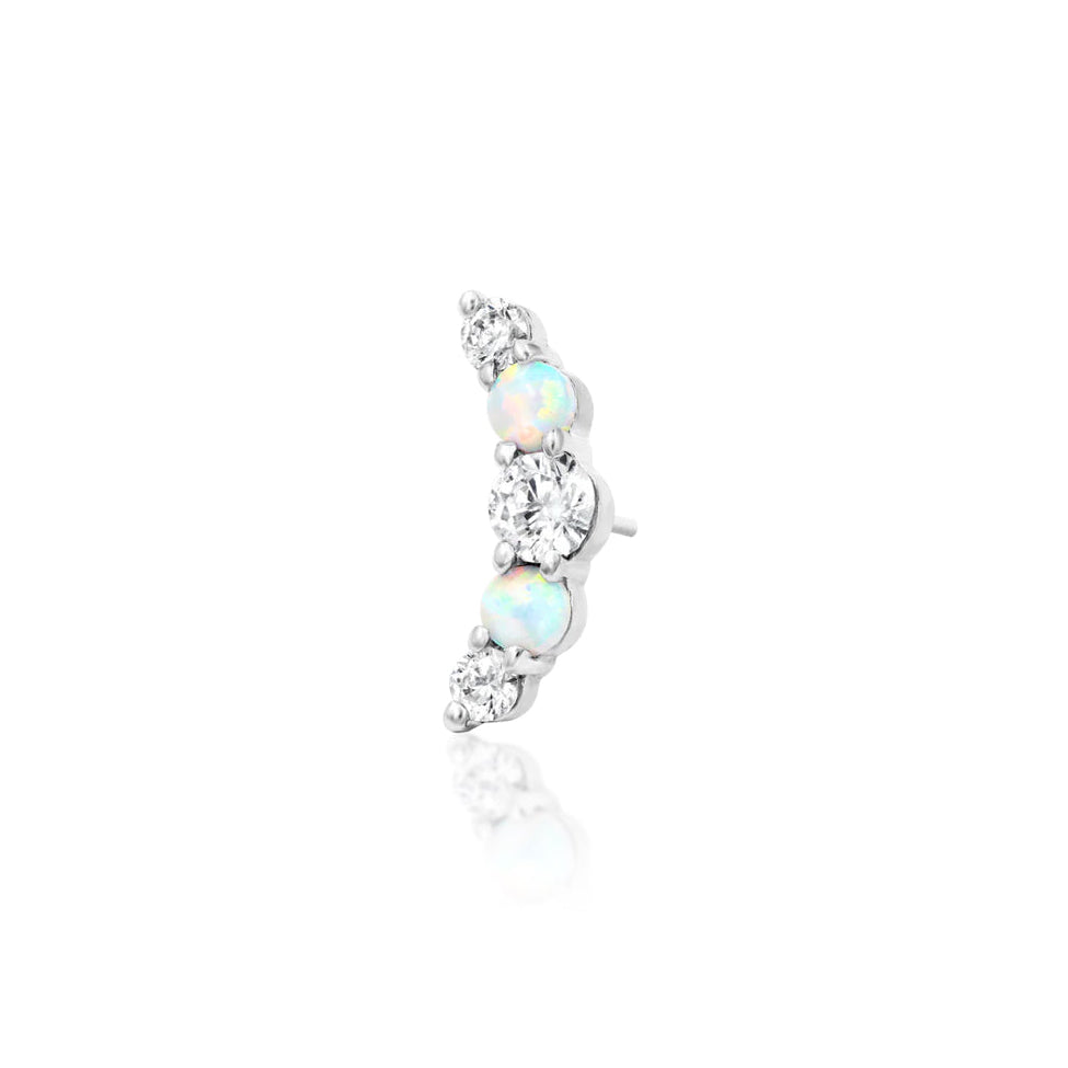 Angled perspective of Junipurr Jewellery Dani white gold elongated decorative end
