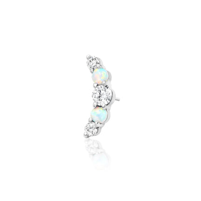 Angled perspective of Junipurr Jewellery Dani white gold elongated decorative end
