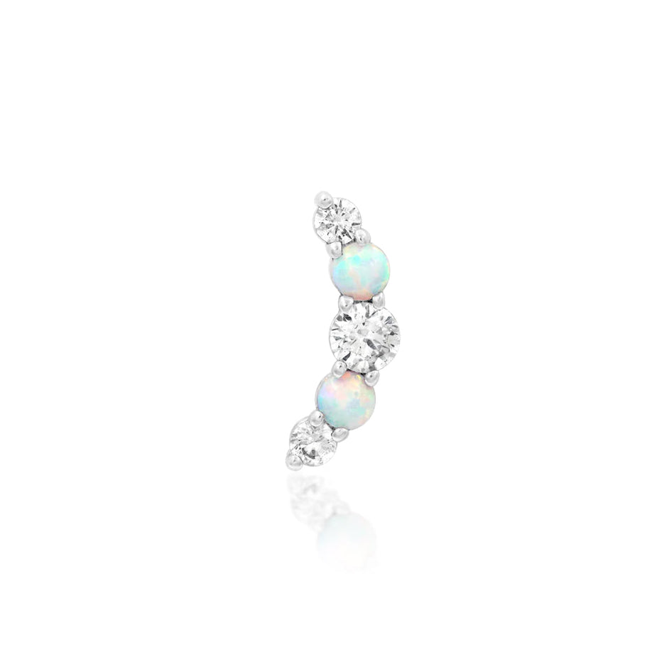 Front view of Junipurr Jewellery Dani decorative end in 14k white gold measuring 4.3mm x 12mm
