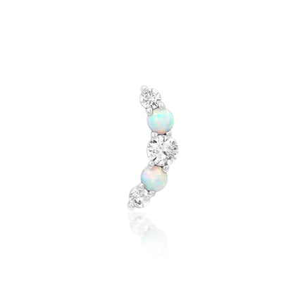 Front view of Junipurr Jewellery Dani decorative end in 14k white gold measuring 4.3mm x 12mm
