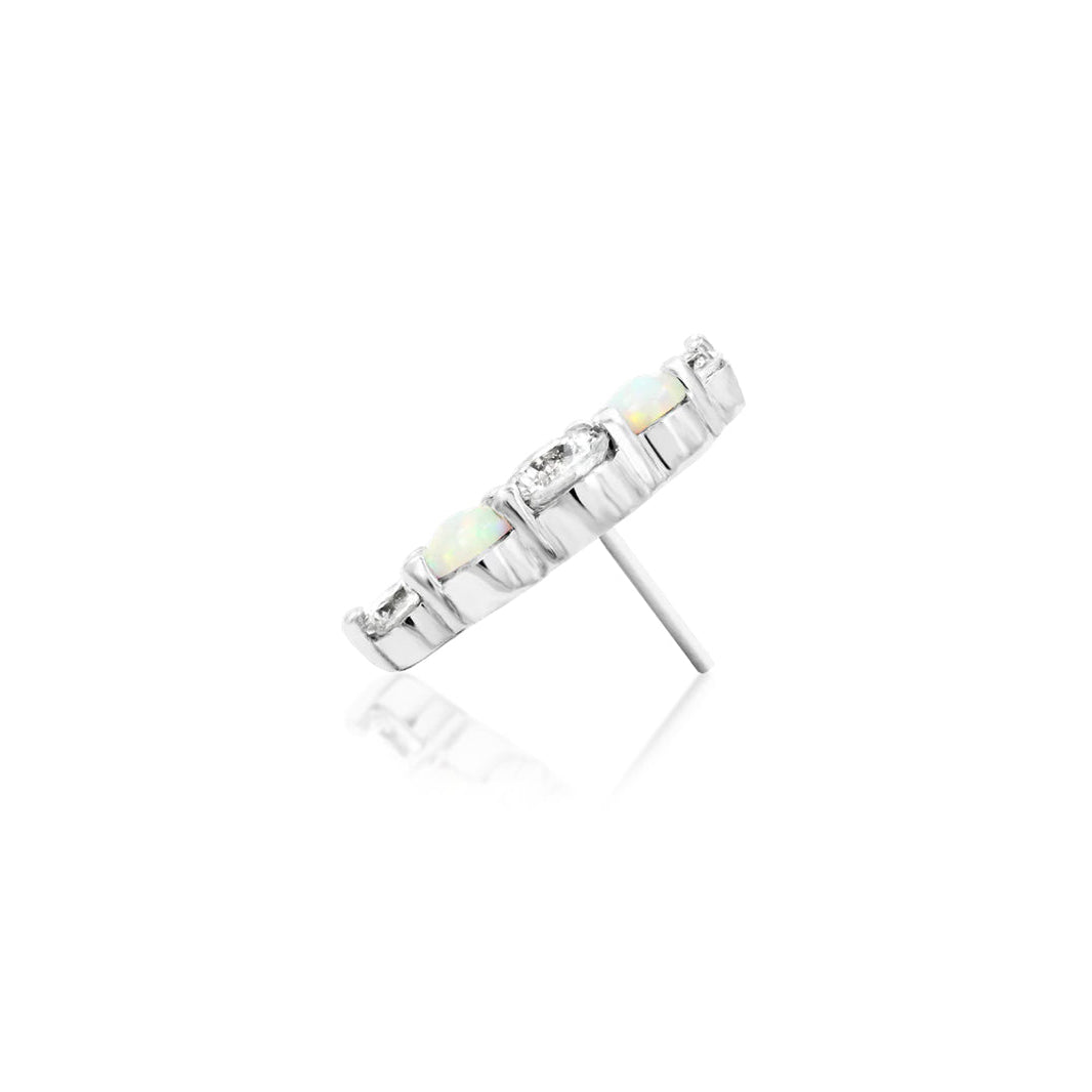 Side profile of Junipurr Jewellery Dani white gold slim decorative end

