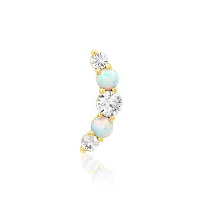 Front view of Junipurr Jewellery Dani decorative end in 14k yellow gold measuring 4.3mm x 12mm