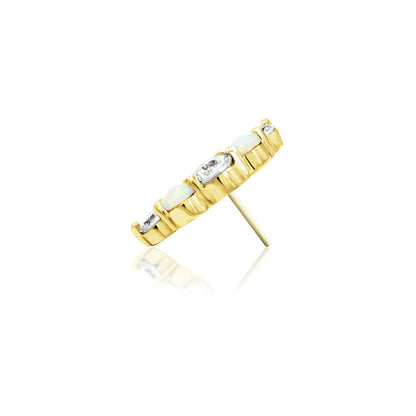 Side profile of Junipurr Jewellery Dani slim elongated decorative end in 14k yellow gold
