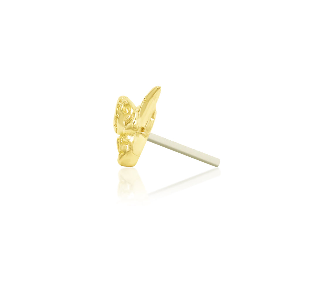 Side profile of Junipurr Jewellery Death Head Moth decorative end in 14k yellow gold