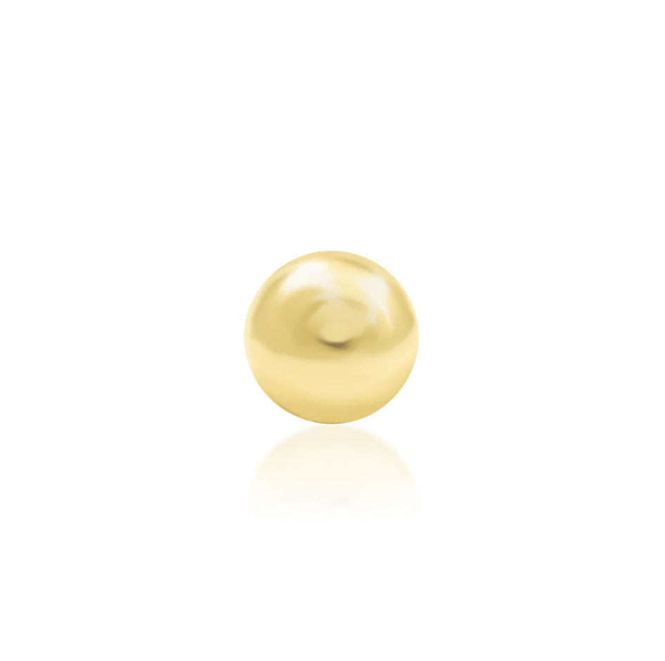 Front view of Junipurr Jewellery Dome threadless decorative end in 14k yellow gold polished dome design