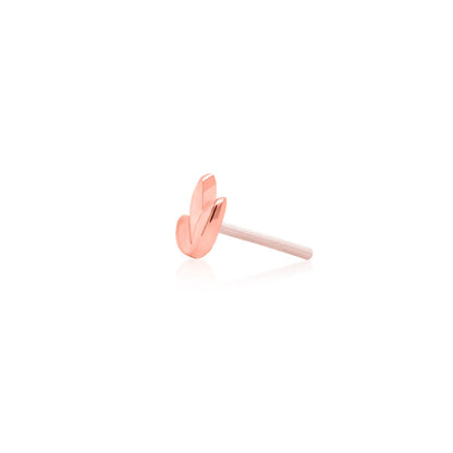 Side profile of Junipurr Jewellery Dr Bloom threadless decorative end in 14k rose gold flower design