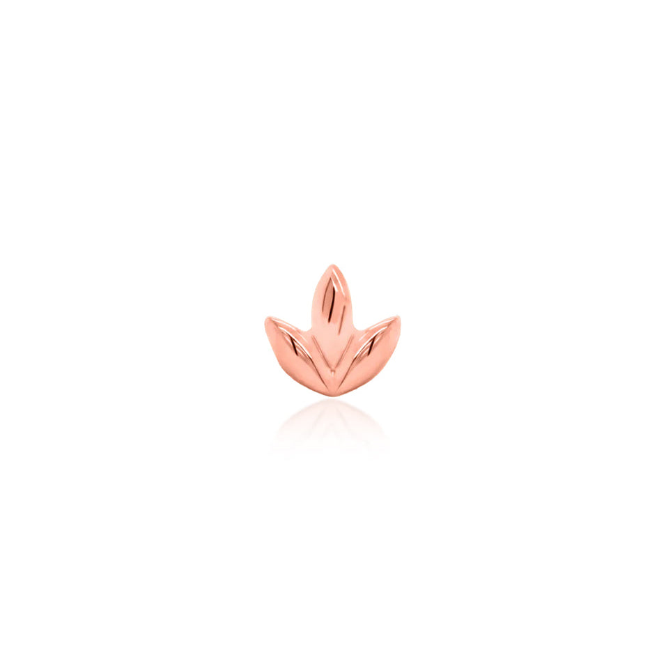 Front view of Junipurr Jewellery Dr Bloom threadless decorative end in 14k rose gold floral design