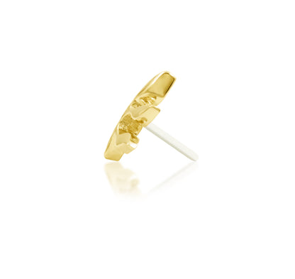 Full side profile of the Junipurr Jewellery Goddess in 14k yellow gold, designed for comfortable wear in flat and helix piercings.