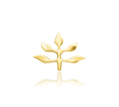 Front view of the Junipurr Jewellery Goddess threadless end in 14k yellow gold, showcasing its bold and empowering design.