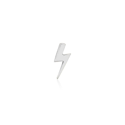 Front view of Junipurr Jewellery gold lightning bolt threadless decorative end in 14k white gold