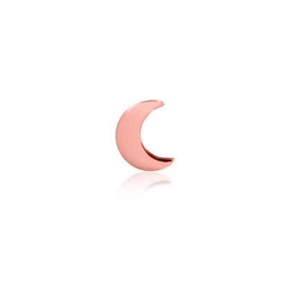 Front view of Junipurr Jewellery Gold Moon threadless end in 14k rose gold crescent design for helix jewellery