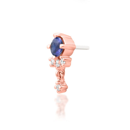 Off-front angled view of the Junipurr Jewellery Greta in rose gold, highlighting warm tones and CZ sparkle.
