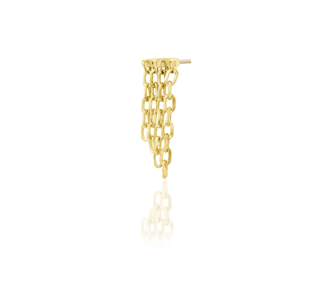 Off front angled view of the Junipurr Jewellery Imogen in yellow gold highlighting its smooth gold finish.