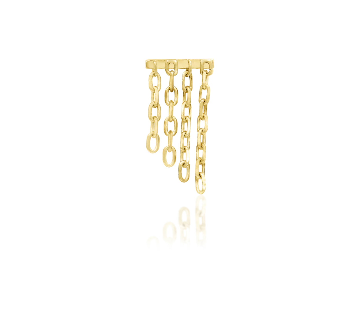 Front view of the Junipurr Jewellery Imogen threadless end in 14k yellow gold with a polished elongated design.