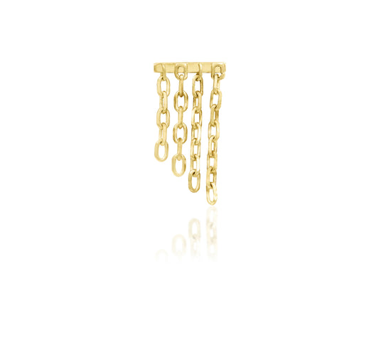 Front view of the Junipurr Jewellery Imogen threadless end in 14k yellow gold with a polished elongated design.