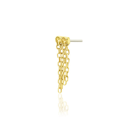 Side profile of Junipurr Jewellery Imogen elongated threadless end showing slim wearable depth