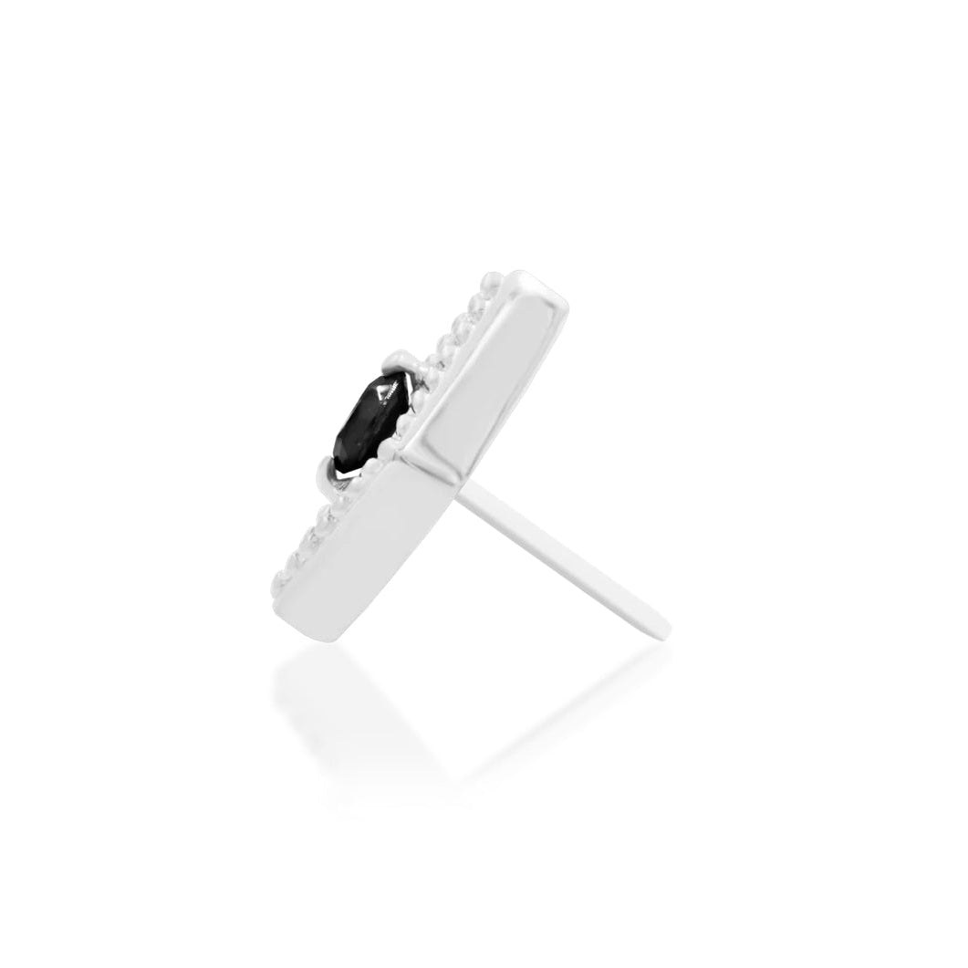 Side profile of Junipurr Jewellery Isadora black cubic zirconia threadless decorative end in white gold