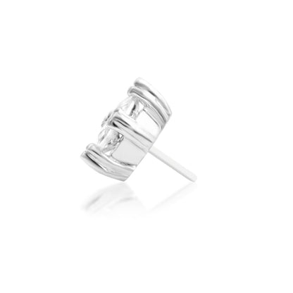 Side profile of the Junipurr Jewellery Jester 14k white gold threadless end designed for comfortable wear.