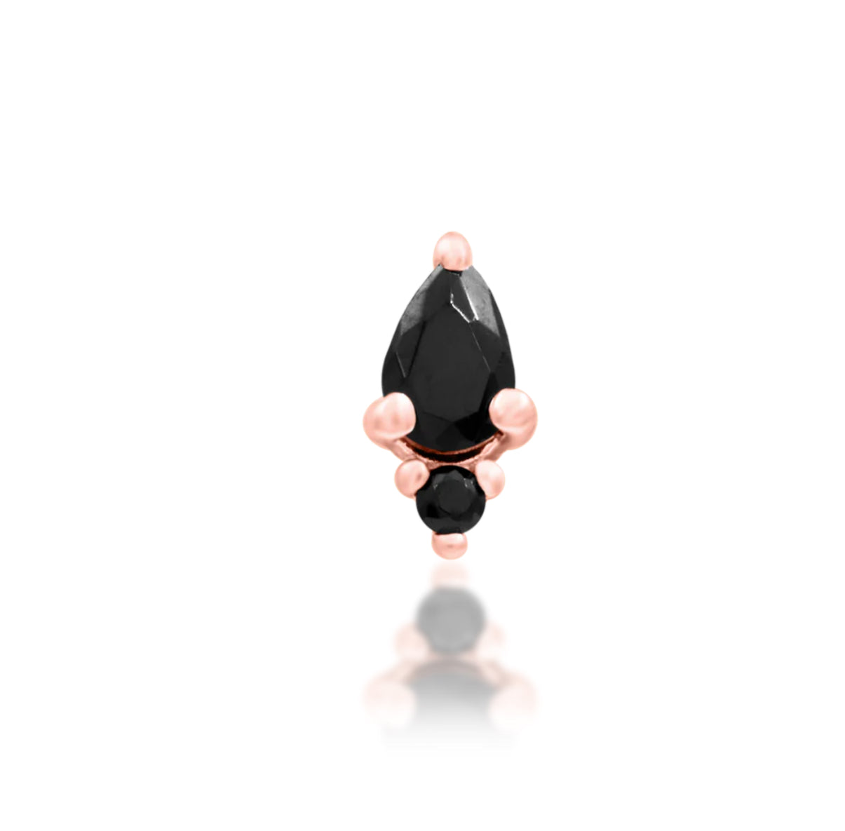 Side profile of the Junipurr Jewellery Karma threadless decorative end in 14k rose gold suitable for cartilage piercings.