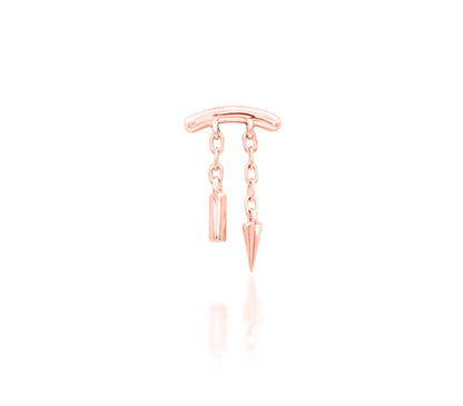 Front view of Junipurr Jewellery Kian threadless decorative end in rose gold ideal for curated ear styling
