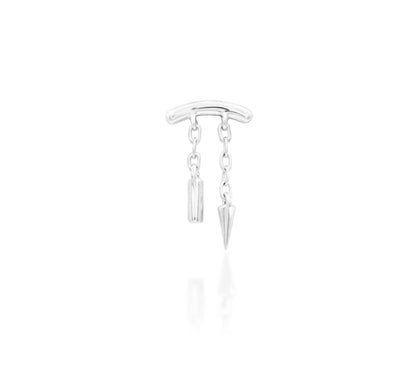 Front view of Junipurr Jewellery Kian threadless decorative end in white gold for contemporary ear styling
