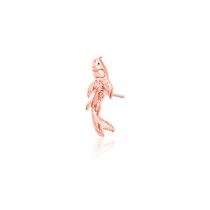 Off-front angled view of the Junipurr Jewellery Koi in rose gold, highlighting smooth curves and polished finish.