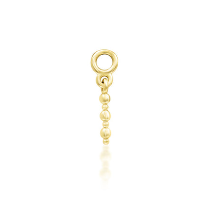 Front view of Junipurr Jewellery Lane linear threadless decorative end in 14k yellow gold designed for minimalist helix and flat piercings