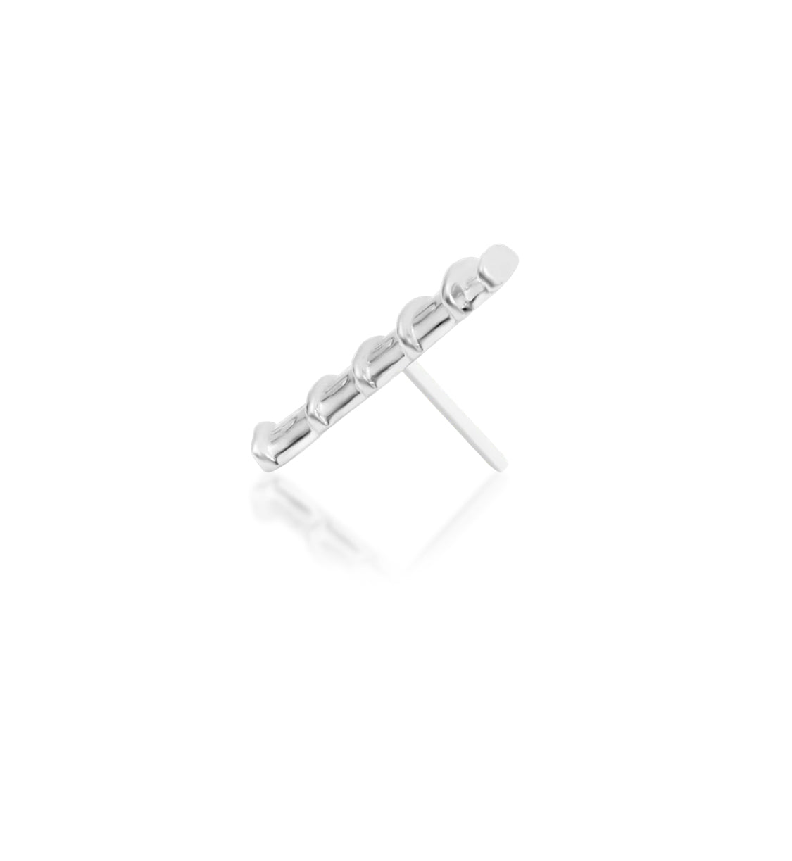 Full side view of the Junipurr Jewellery Lean On Me in white gold, suitable for elegant cartilage and helix placements.
