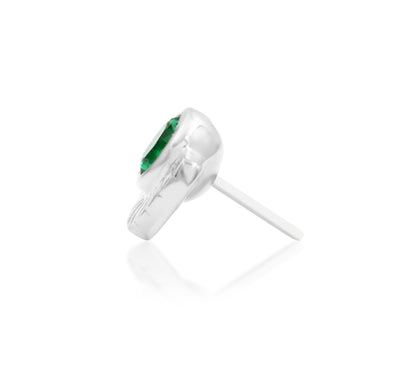 Side profile of Junipurr Jewellery Mage threadless decorative end designed for helix tragus and cartilage piercings