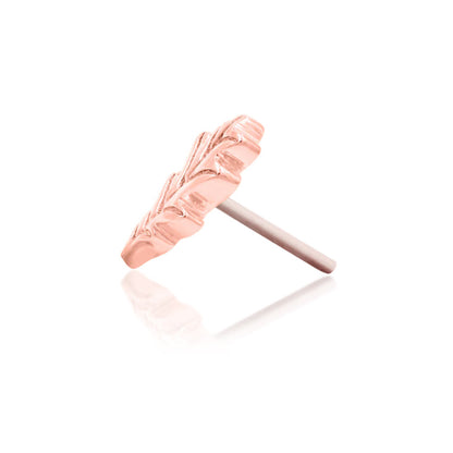 Side profile of Junipurr Jewellery Oak Leaf rose gold leaf design decorative end