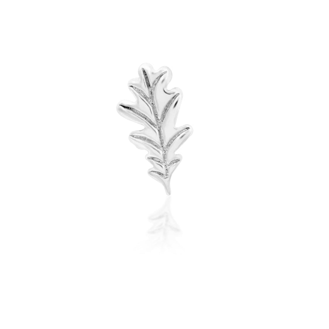 Side profile of Junipurr Jewellery Oak Leaf decorative end showing slim botanical silhouette