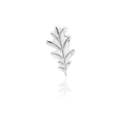 Side profile of Junipurr Jewellery Oak Leaf decorative end showing slim botanical silhouette