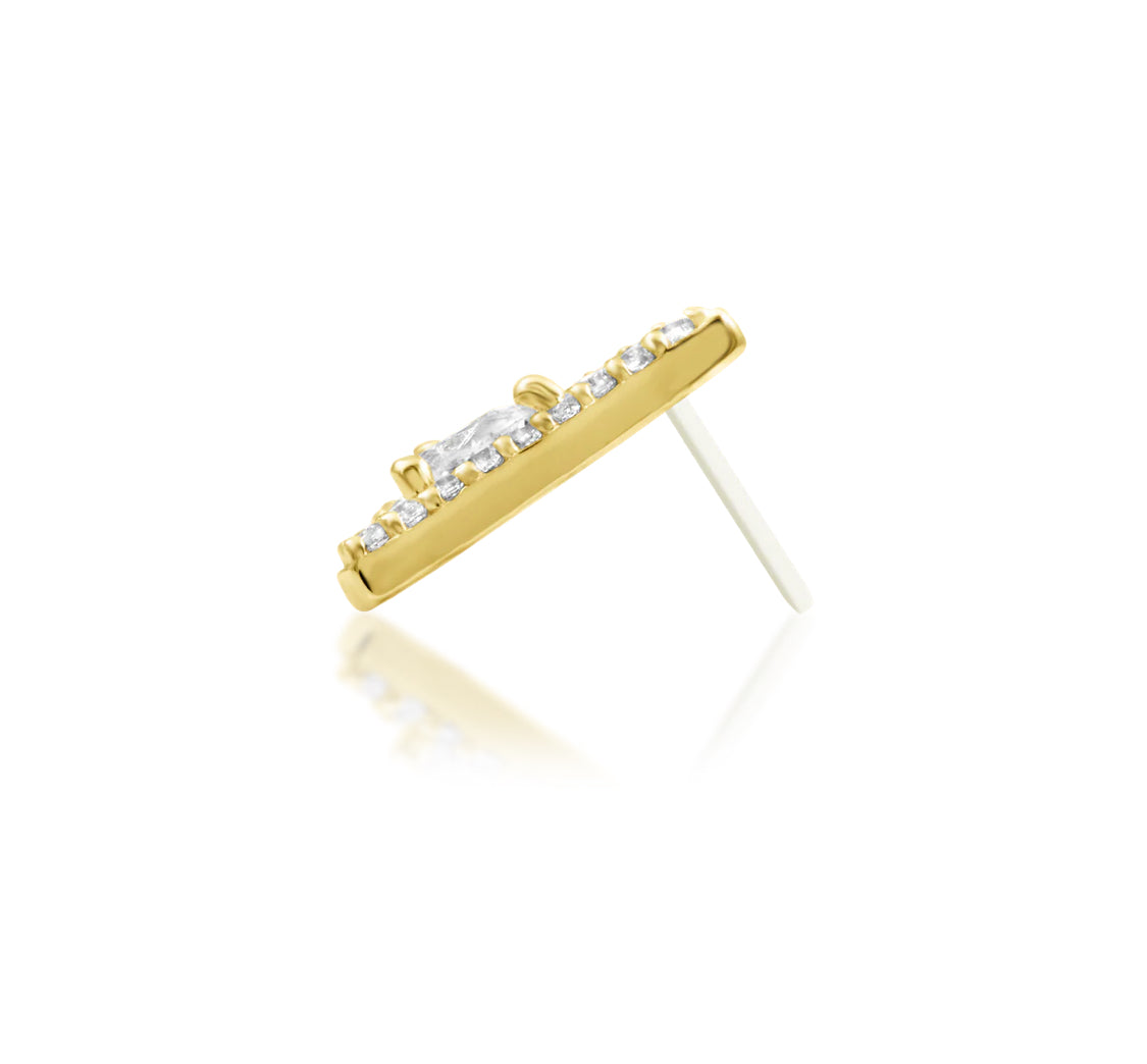 Side profile of Junipurr Jewellery Pointessa cubic zirconia threadless decorative end