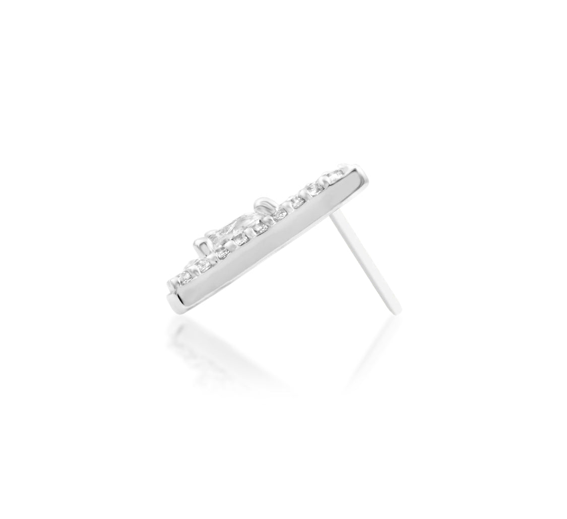 Side profile of Junipurr Jewellery Pointessa white gold cubic zirconia threadless decorative end